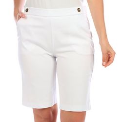 Counterparts Petite Button Pull-On Solid Skimmer Shorts