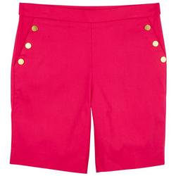 Womens Button Accent Solid Shorts