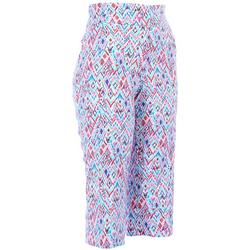 Womens Pull-On Stretchy Print Capris
