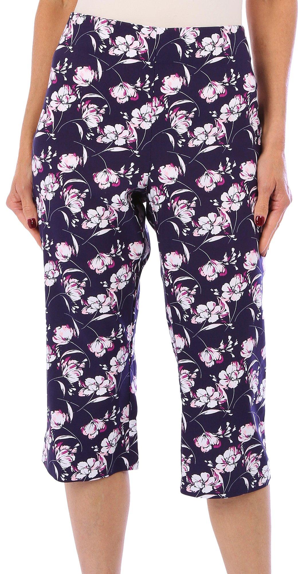 Petite 19 in. Floral Print Pull-On Capris