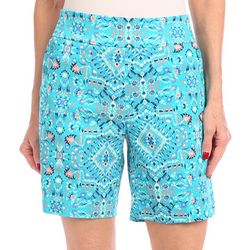 Counterparts Petite Button Accent Abstract Print Shorts