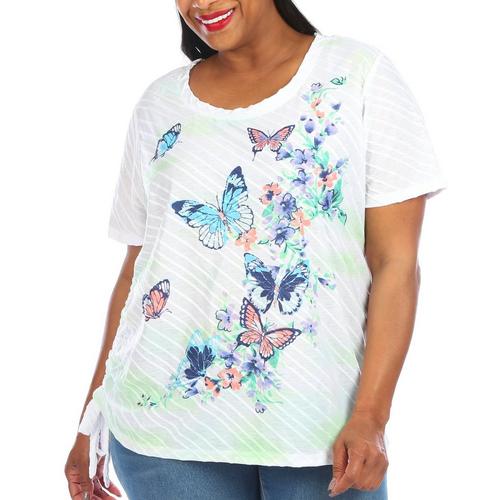 Coral Bay Plus Butterfly Garden Ruched Short Sleeve