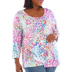 Plus Spotted Print Short Sleeve Top