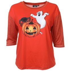 Onque Plus Halloween Friends Embellished 3/4 Sleeve Top
