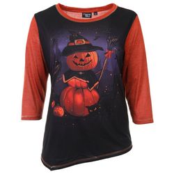 Onque Plus Pumpkin Witch Embellished 3/4 Sleeve Top