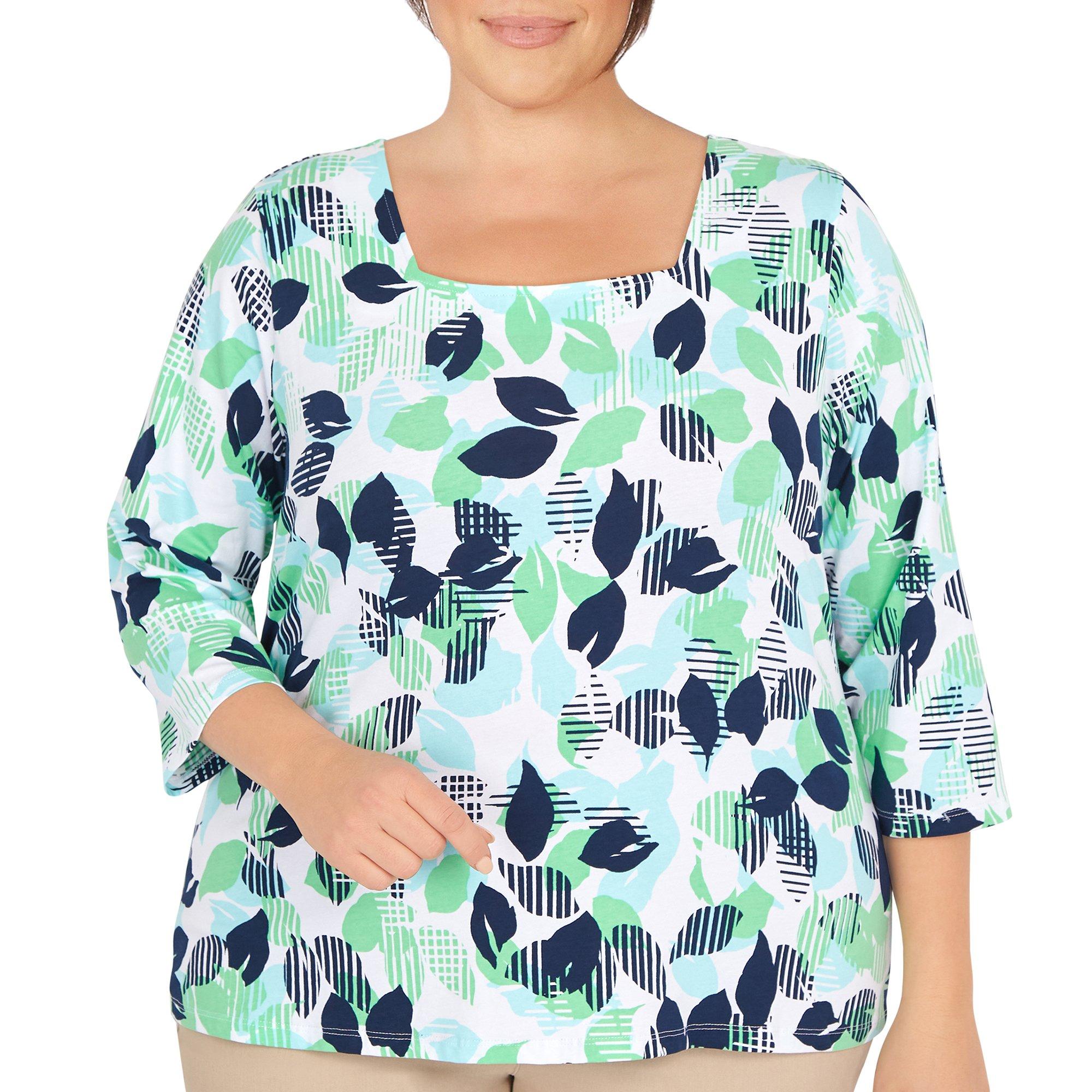 Hearts of Palm Plus Square Neck 3/4 Sleeve