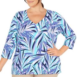 Hearts of Palm Plus V Neck 3/4 Sleeve Top