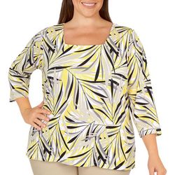 Hearts of Palm Plus Square Neck 3/4 Sleeve Top
