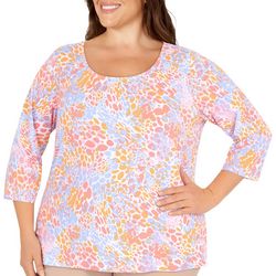 Hearts of Palm Plus Print 3/4 Sleeve Top