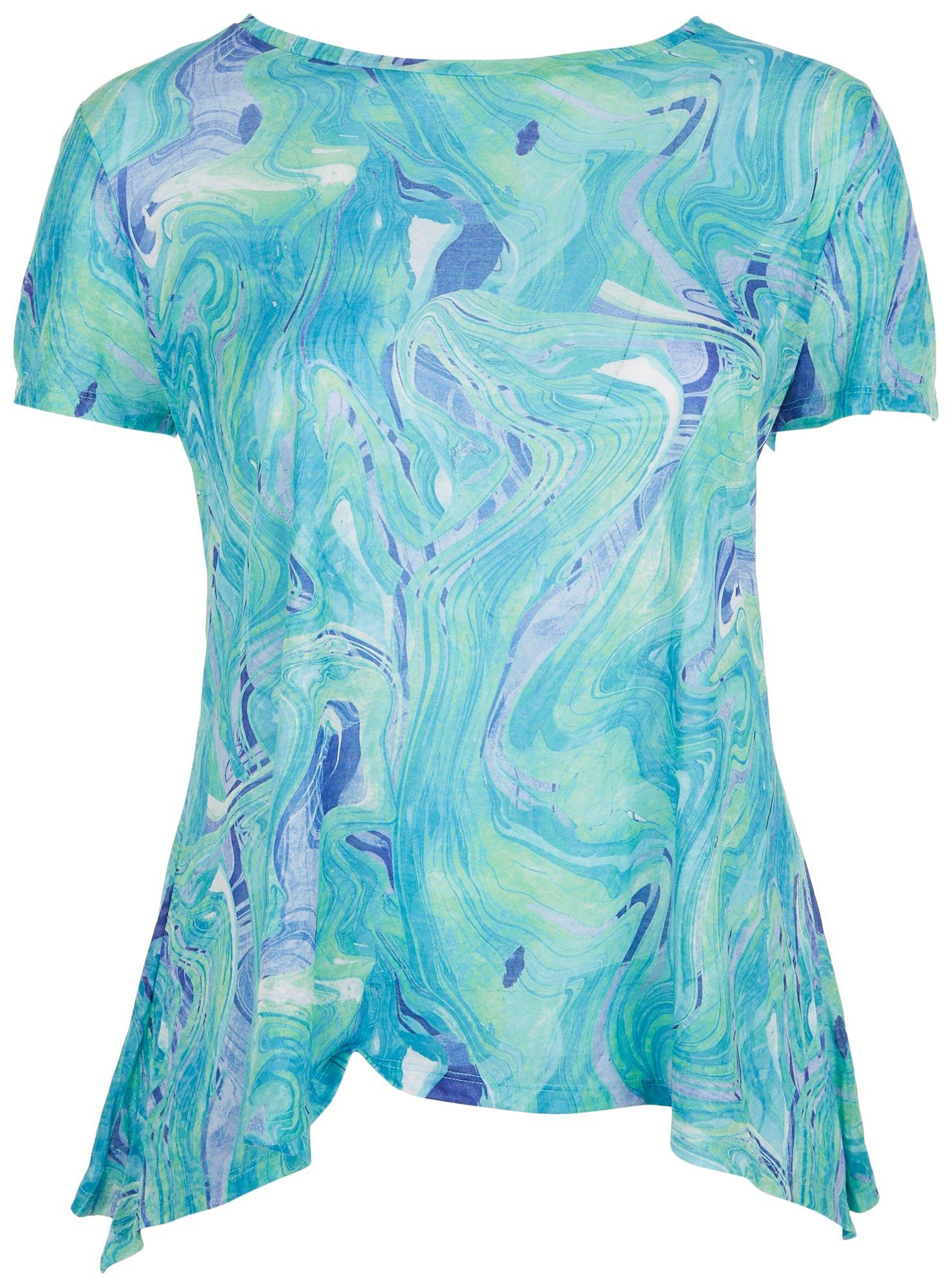 Ruby Road Plus Print Sharkbite Short Sleeve Top