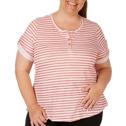 Coral Bay Plus Striped Henely Short Sleeve Top