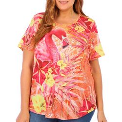 Coral Bay Plus Flamingo Short Sleeve Top