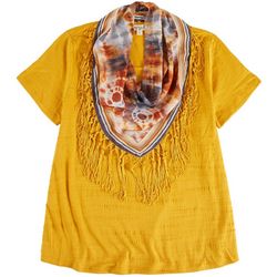 OneWorld Plus Tie-dye Scarf & Solid Top