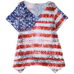 OneWorld Plus Embellished Americana Short Sleeve Top