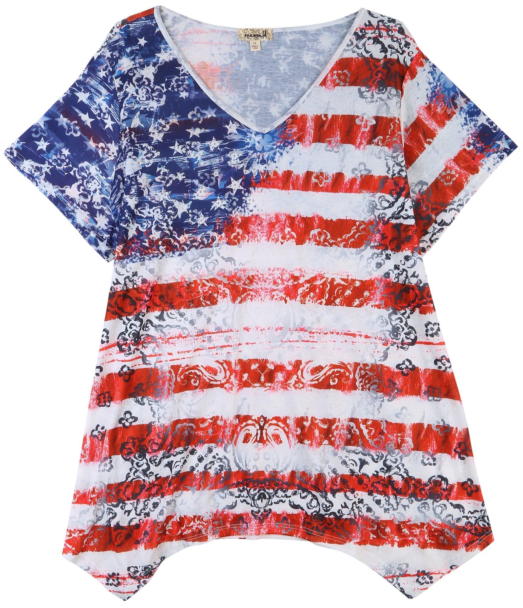 Plus Embellished Americana Short Sleeve Top