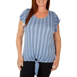 Tint & Shadow Plus Striped Tie Front Short Sleeve Top