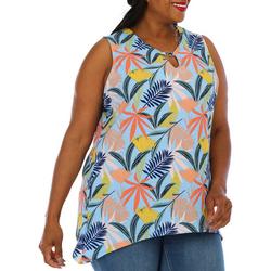 Plus Tropical Ribbed Sleeveless Top