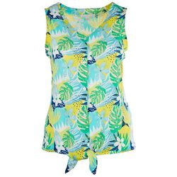 Juniper + Lime Plus Fronds Ribbed Sleeveless Top