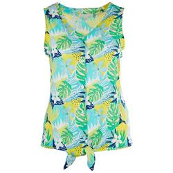 Plus Fronds Ribbed Sleeveless Top