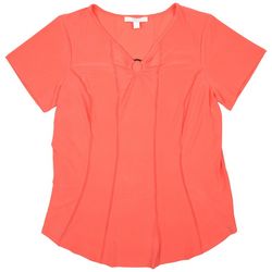 Plus Solid Seamed O-Ring Short Sleeve Top