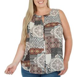 Sami & Jo Plus Patched O Ring Keyhole Sleeveless Top