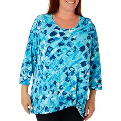 Onque Casual Plus Print Front Twist 3/4 Sleeve Top