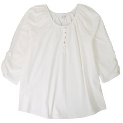 NY Collection Plus Knit Eyelet 3/4 Sleeve Top