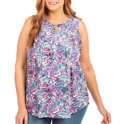 Plus Mixed Fronds Sleeveless Top