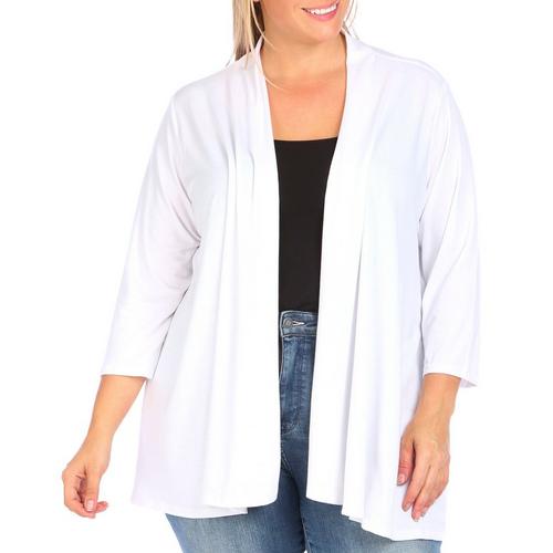 Notations Plus Size 3/4 Sleeve Solid Cardigan