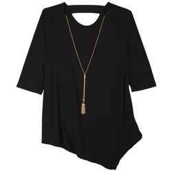 Plus Solid Cutour 3/4 Sleeve Top