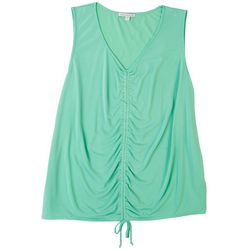 Green Envelope Plus Ruched Front Sleeveless Top