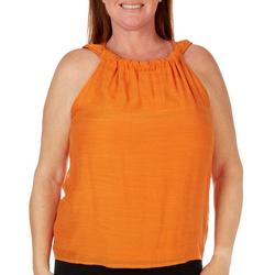 Plus Solid High Neck Sleeveless Top