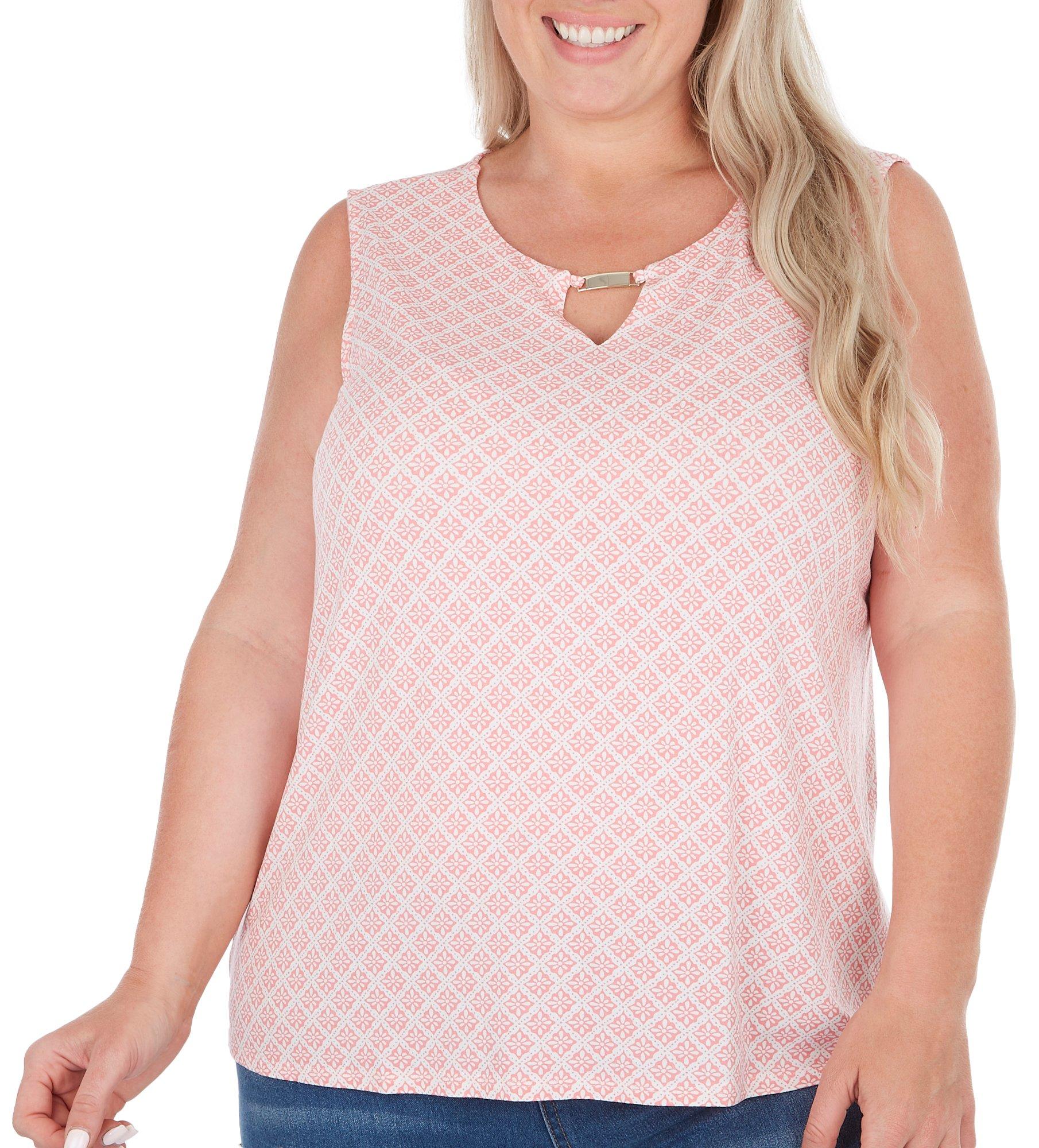 Juniper + Lime Plus Print Keyhole Bar Sleeveless Top