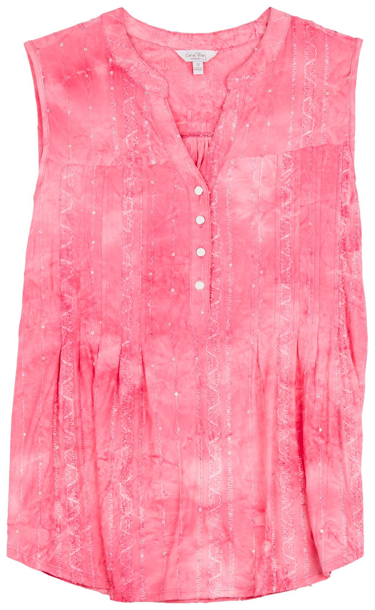 Coral Bay Plus Pleated Sleeveless Top