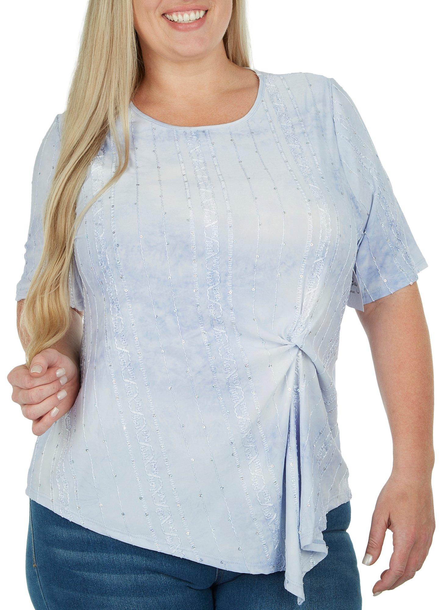 Coral Bay Plus Seahorse Tie Front Short Sleeve