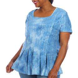 Womens Embellished Pleated Short Sleeve Top