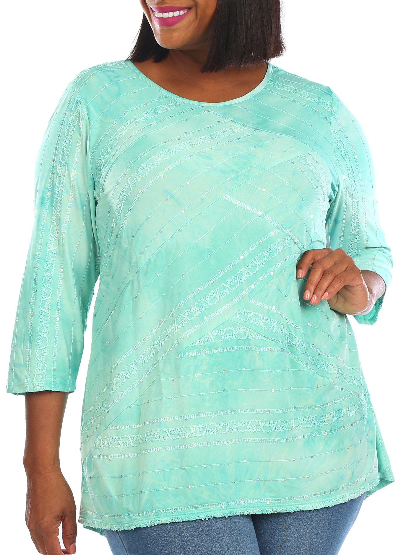 Plus Embellished 3/4 Sleeve Top