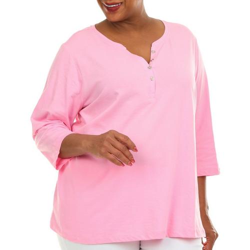 Coral Bay Plus 3/4 Sleeve Henley Top