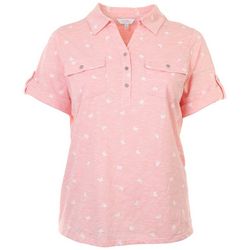 Coral Bay Plus Butterflies Print Pocket Short Sleeve Polo