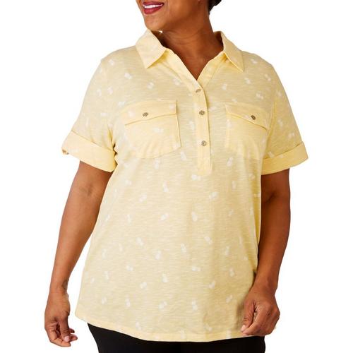 Coral Bay Plus Heathered Pineapple Short Sleeve Polo