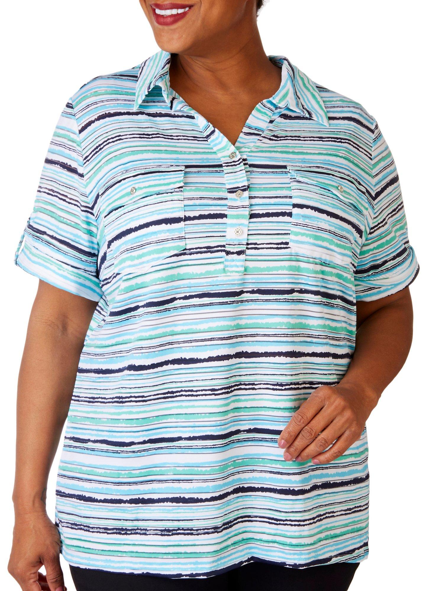 Coral Bay Plus Striped Short Sleeve Polo