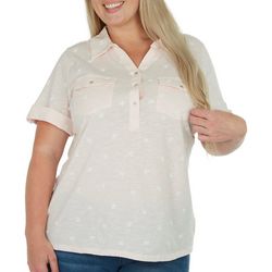Coral Bay Plus Heathered Shell Print Short Sleeve Polo