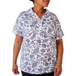 Coral Bay Plus Floral and Paisley Short Sleeve Polo