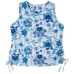 Emily Daniels Plus Floral Ruched Side Tie Sleeveless Top