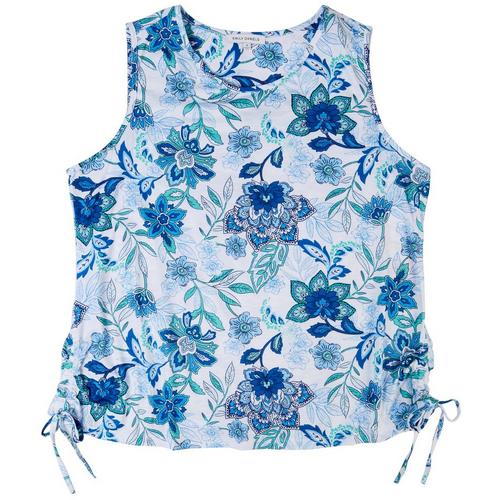 Emily Daniels Plus Floral Ruched Side Tie Sleeveless