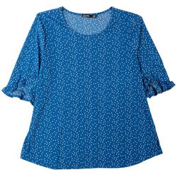 Cure Apparel Plus Knit Dot Print Short Sleeve Top