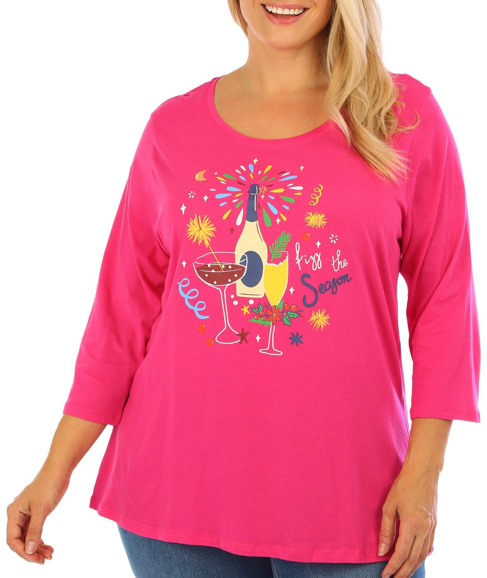 Kiwi Fresh Plus Fizz The Season Holiday 3/4 Sleeve Top