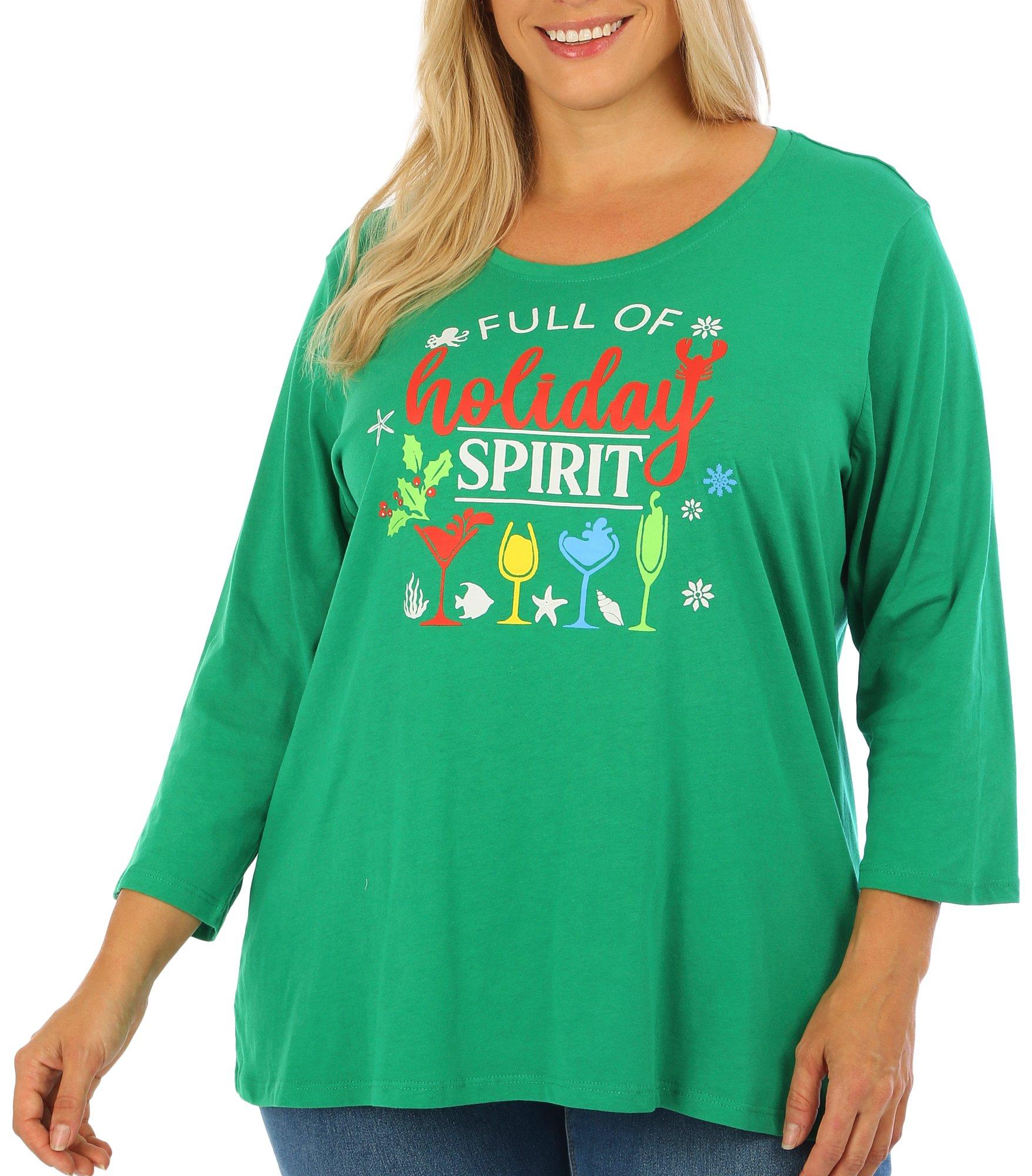 Kiwi Fresh Plus Full Of Holiday Spirit 3/4 Sleeve Top