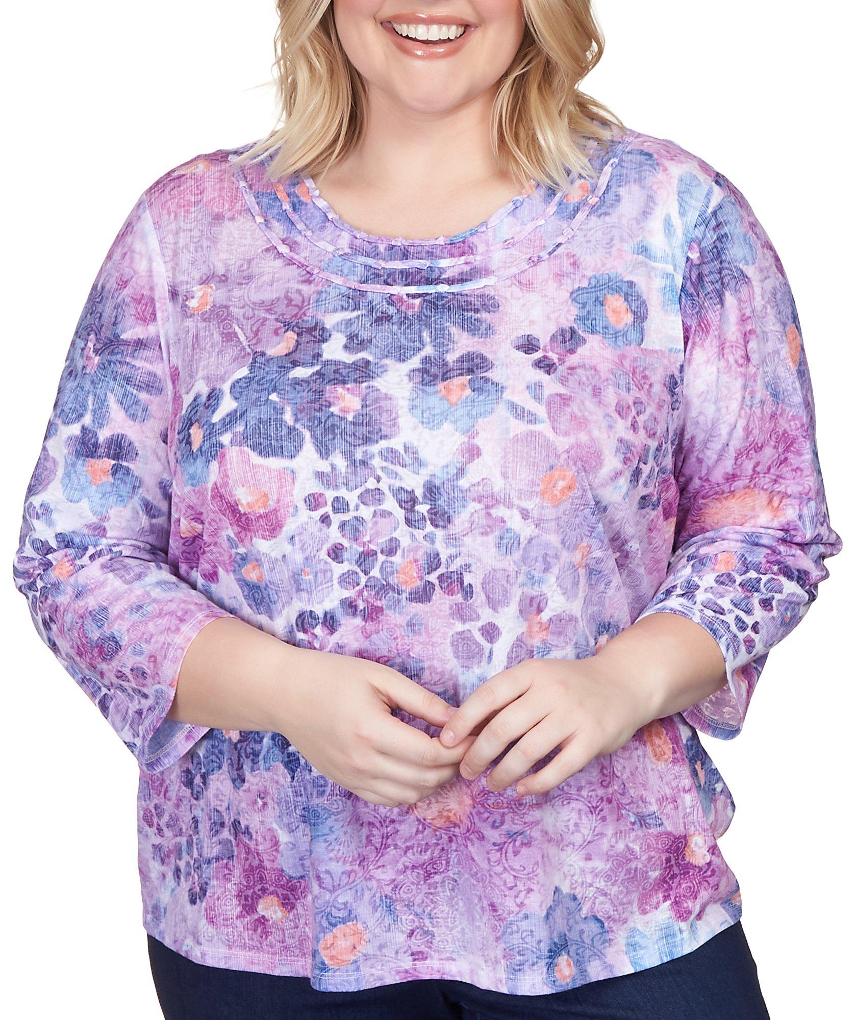 Alfred Dunner Plus Triple Knot Neck Watercolor Floral