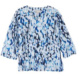 Alfred Dunner Plus Lace Animal 3/4 Sleeve Top